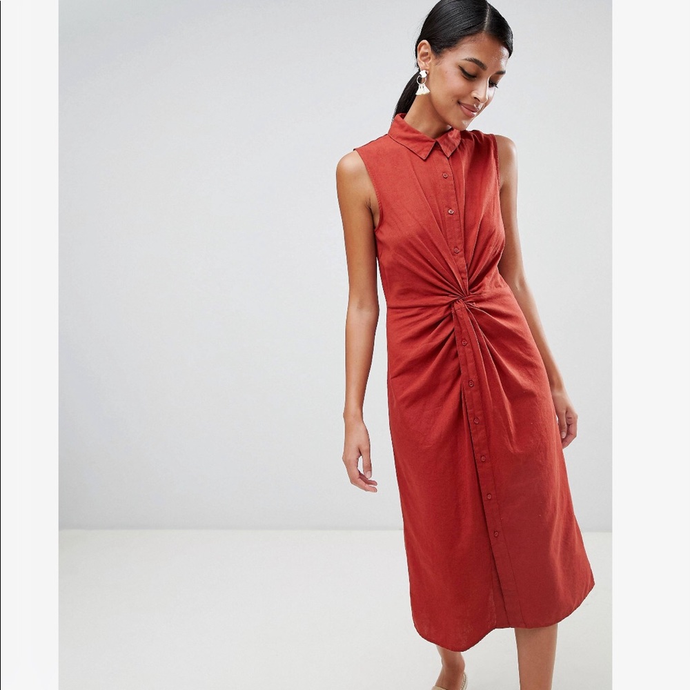 WAREHOUSE || Linen Twist-front Dress